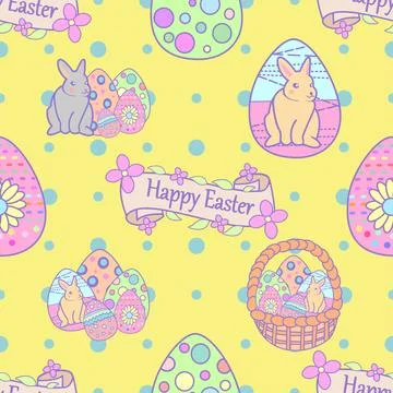 Seamless repeating pattern celebrating festive easter during spring 스톡 일러스트