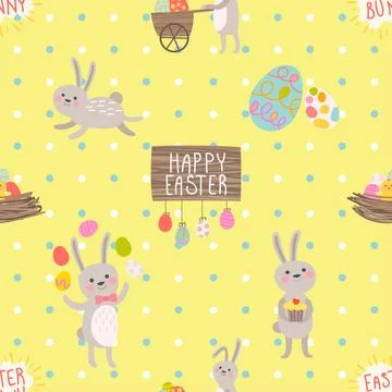 Seamless repeating pattern celebrating festive easter during spring Stock Illustration