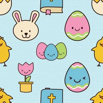 Seamless repeating pattern celebrating festive easter during spring 스톡 일러스트