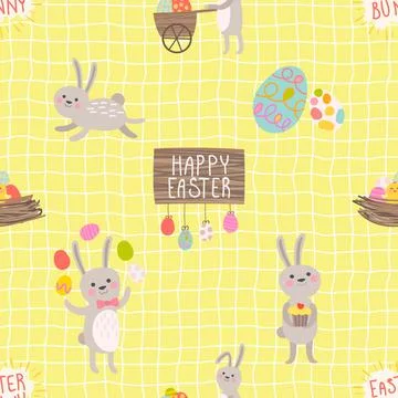 Seamless repeating pattern celebrating festive easter during spring Stock Illustration