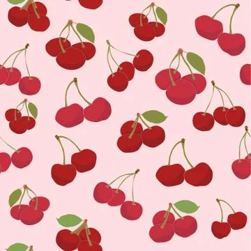 Seamless repeating pattern with cherries Stock Illustration