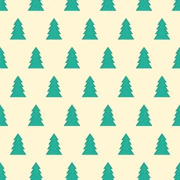Seamless repeating pattern of Christmas trees on a light background. Stock Illustration