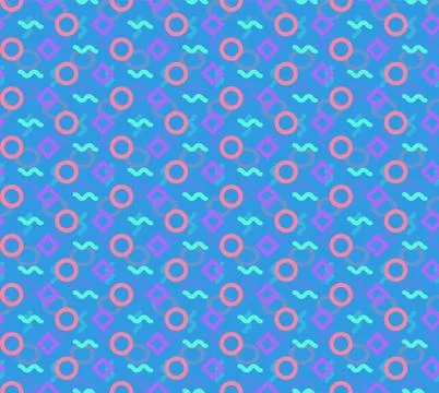 Seamless repeating pattern of circles, rhombuses and zigzags Stock Illustration