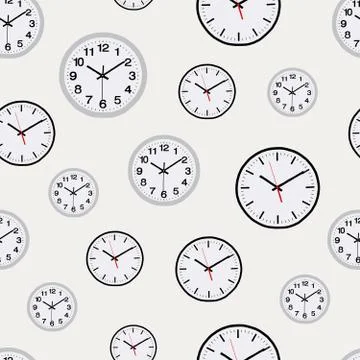 Seamless repeating pattern of clocks Stock Illustration