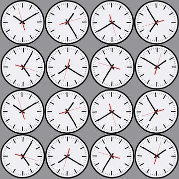 Seamless repeating pattern of clocks Stock Illustration