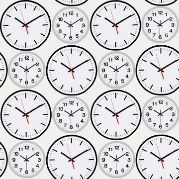 Seamless repeating pattern of clocks Stock Illustration