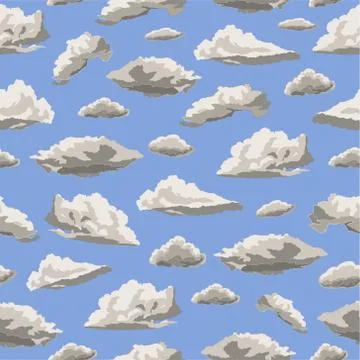 Seamless repeating pattern of clouds Stock Illustration