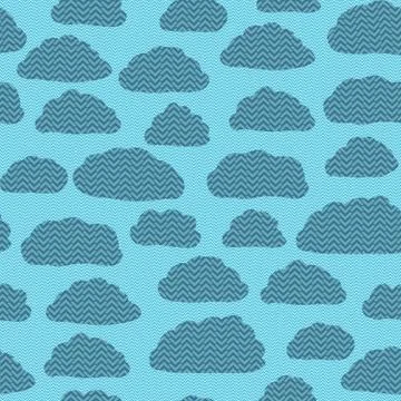 Seamless repeating pattern of clouds Stock Illustration