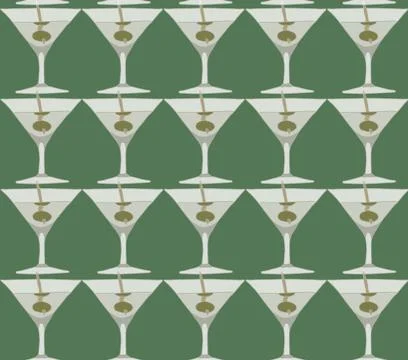 Seamless repeating pattern of cocktail glasses Stock Illustration