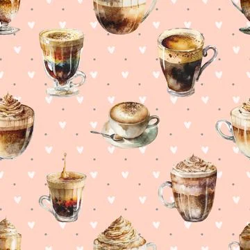 Seamless repeating pattern for coffee lovers Illustrazione stock