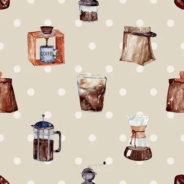 Seamless repeating pattern for coffee lovers Stock Illustration