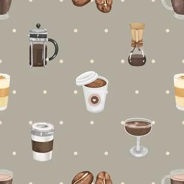 Seamless repeating pattern for coffee lovers 스톡 일러스트