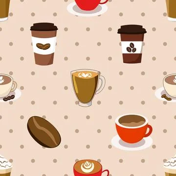 Seamless repeating pattern for coffee lovers Stock Illustration