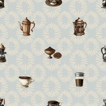 Seamless repeating pattern for coffee lovers Stock Illustration