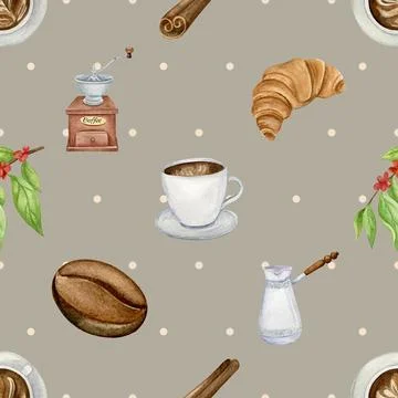 Seamless repeating pattern for coffee lovers Stock Illustration