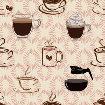 Seamless repeating pattern for coffee lovers Stock Illustration