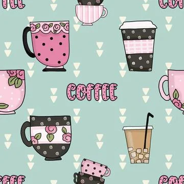 Seamless repeating pattern for coffee lovers Illustrazione stock