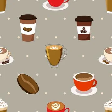 Seamless repeating pattern for coffee lovers Stock Illustration