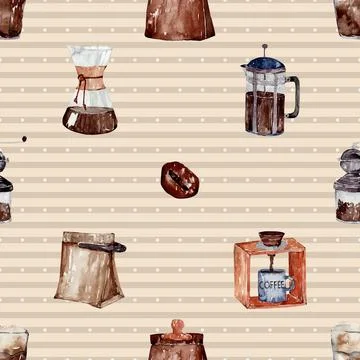 Seamless repeating pattern for coffee lovers Stock Illustration