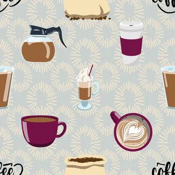 Seamless repeating pattern for coffee lovers Illustrazione stock