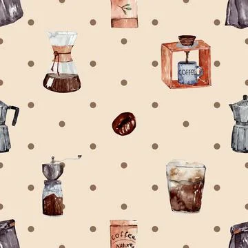 Seamless repeating pattern for coffee lovers Stock Illustration