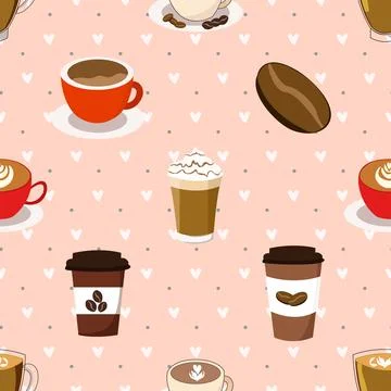 Seamless repeating pattern for coffee lovers 스톡 일러스트
