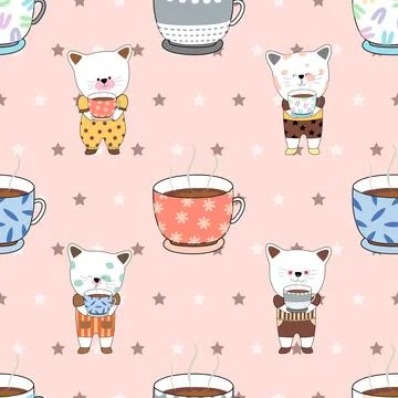 Seamless repeating pattern for coffee lovers Stock Illustration