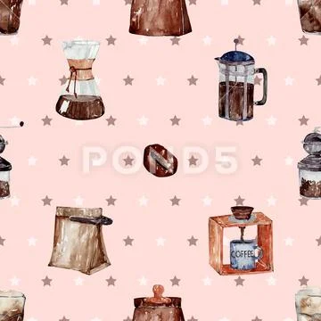 Seamless repeating pattern for coffee lovers Illustrazione stock