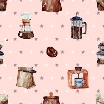 Seamless repeating pattern for coffee lovers 스톡 일러스트