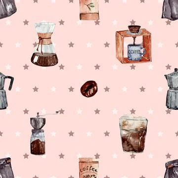 Seamless repeating pattern for coffee lovers Stock Illustration