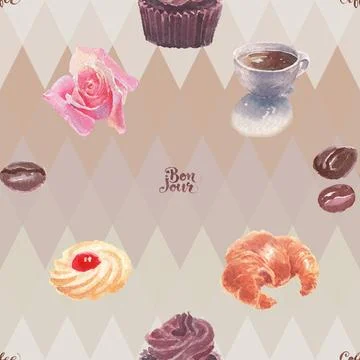 Seamless repeating pattern for coffee lovers Illustrazione stock