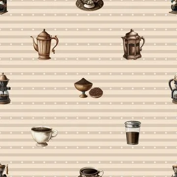 Seamless repeating pattern for coffee lovers Illustrazione stock