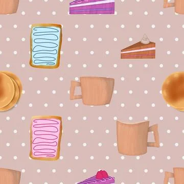 Seamless repeating pattern for coffee lovers イラスト素材