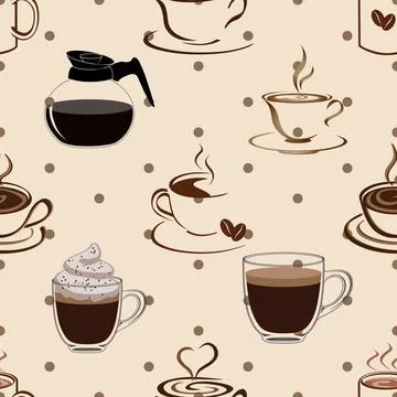 Seamless repeating pattern for coffee lovers Stock Illustration