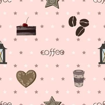Seamless repeating pattern for coffee lovers Stock Illustration