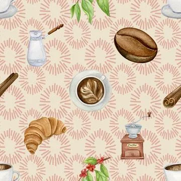 Seamless repeating pattern for coffee lovers Stock Illustration