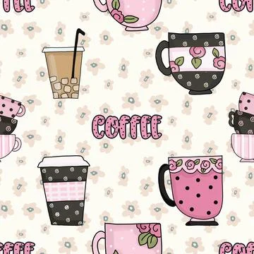 Seamless repeating pattern for coffee lovers Stock Illustration