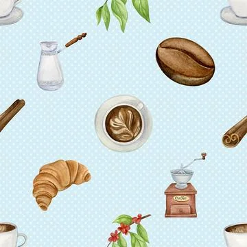 Seamless repeating pattern for coffee lovers Stock Illustration