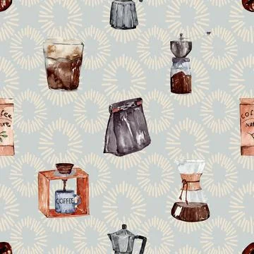 Seamless repeating pattern for coffee lovers Stock Illustration