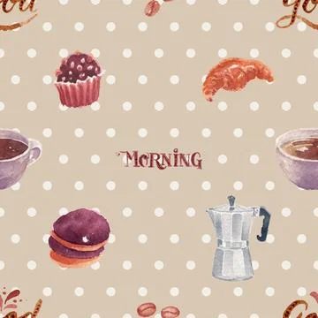 Seamless repeating pattern for coffee lovers Stock Illustration