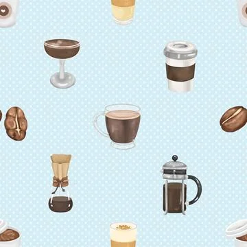 Seamless repeating pattern for coffee lovers イラスト素材