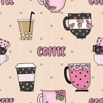 Seamless repeating pattern for coffee lovers Illustrazione stock