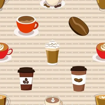 Seamless repeating pattern for coffee lovers Stock Illustration