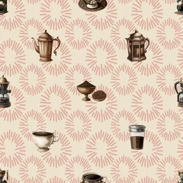 Seamless repeating pattern for coffee lovers Illustrazione stock
