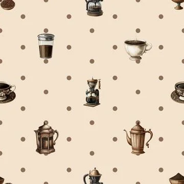 Seamless repeating pattern for coffee lovers Illustrazione stock