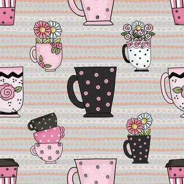 Seamless repeating pattern for coffee lovers Illustrazione stock