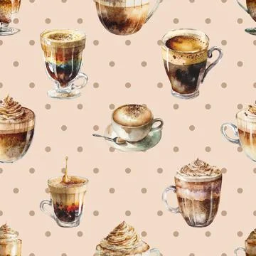 Seamless repeating pattern for coffee lovers Stock Illustration
