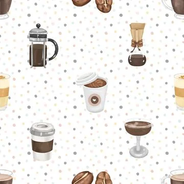 Seamless repeating pattern for coffee lovers Stock Illustration