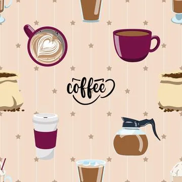 Seamless repeating pattern for coffee lovers Illustrazione stock