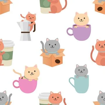 Seamless repeating pattern for coffee lovers Stock Illustration